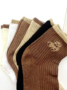 6 Paar/12 Paar Bären Muster Kniestrümpfe, unisex, Herbst/Winter