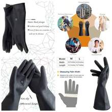 Guantes de goma de limpieza negros, guantes de ltex para lavado de platos, guantes qumicos reutilizables resistentes, un par mediano