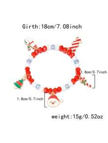 2 piezas/paquete Brazalete con colgantes de Papá Noel, árbol de Navidad, caramelo, muñeco de nieve y bastón de caramelo con letras navideñas - Elementos navideños de moda y versátiles para fiestas, eventos y regalos (color aleatorio - sin tarjeta)