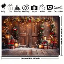 1pc Christmas Warehouse Scene Decorative Banner, Polyester Material, Holiday Decoration Backdrop, Party Photography Background, Indoor/Outdoor Decoration, Birthday Party New Year Event Decor, Multiple Sizes Available - Multicolor - View 6