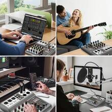 5-Channel Professional Audio Mixer - USB & Bluetooth DJ Sound Board With 48V Phantom Power, Voice Effects, For Live Streaming, Podcasting, Home Recording - 黑色 - 查看 3