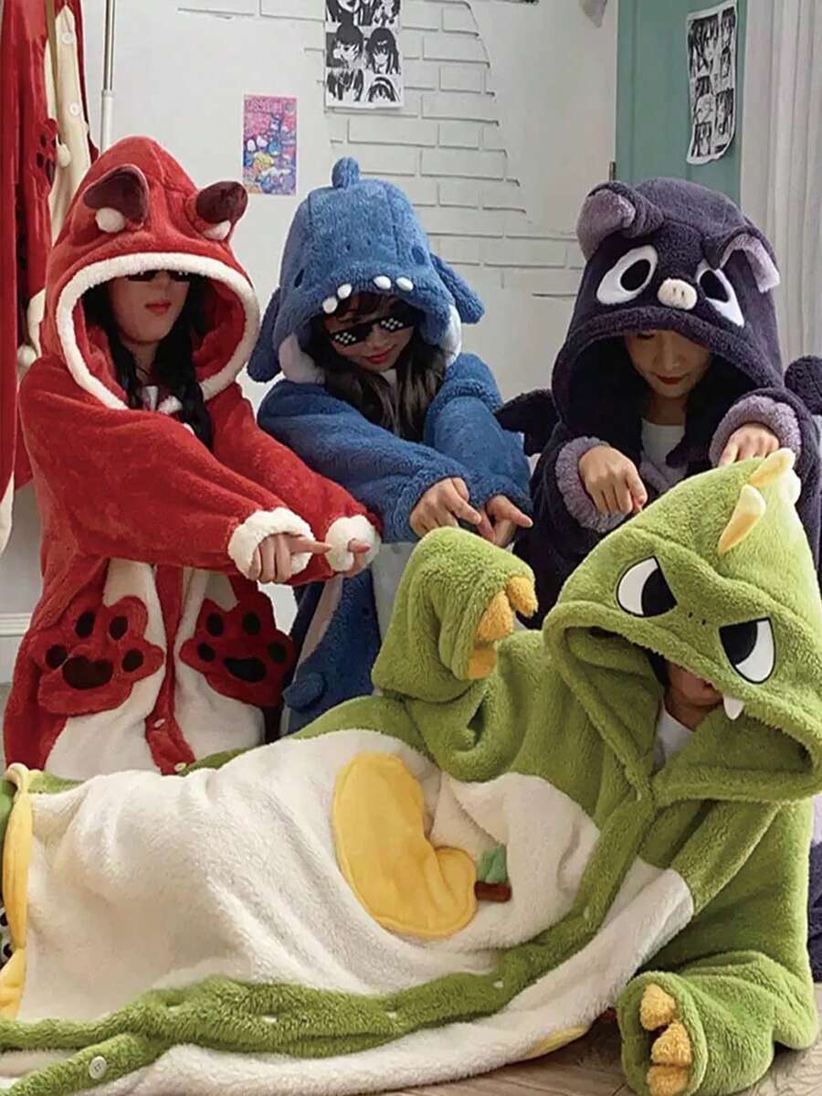 Popular Again This Year! Cute Monster Kigurumi Pajamas, Perfect For School Trips, Group Wear, Cosplay, Loungewear, Disguises, And Costumes. Perfect For Easter, Christmas, And Other Party Themes. - 蝙蝠單睡袍 - 查看 1