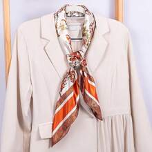 Mulberry Silk Scarfs Small Square Scarfs For Women 21" X 21" Lightweight Square Satin Head Scarf Neck Scarves{"Size_name":"35\"","Color_name":"OrangeFlower"} - Hoa cam inch - Xem 7