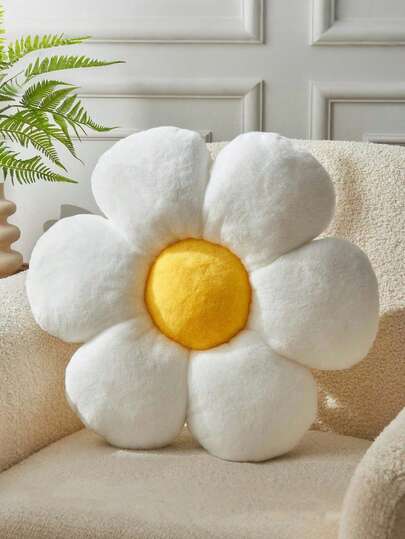 粉色花卉枕头，可爱的花形装饰抱枕，采用人造兔毛制成，14.9 英寸柔软花卉毛绒抱枕，非常适合卧室和客厅的地板装饰，适合圣诞节。...