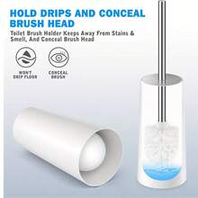 一套不锈钢可拆卸长柄马桶刷，带底座，浴室清洁刷，可清洁难以触及的区域，防霉马桶缝隙清洁刷，适用于家庭浴室清洁和浴缸深度清洁 - 彩色 - 查看 11