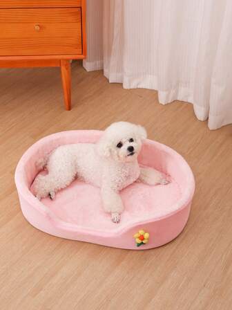 LANGXINGCS 1 pezzo Letto ovale per animali domestici Langxingcs con imbottitura spessa e morbida, letto per animali domestici con decorazione floreale, morbido e confortevole, antiscivolo e impermeabile, adatto per gatti e cani di taglia media e piccola
