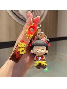 Creative Popular Nezha Havoc In Heaven Keychain, Ao Bing & Taiyi Zhenren Pendant Decoration, Car Bag Hanging Ornament