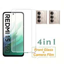4 piezas de set para Xiaomi Redmi A5 / Poco M7 Pro / Poco C71 / F8 Ultra / F8 Pro, 2 protectores de pantalla de vidrio templado + 2 protectores de lente de cámara de vidrio templado, película protectora anti-arañazos para Poco X7Pro / X6 Pro / Poco C75 / Poco C65 Redmi A5 Protector de cámara para Xiaomi Redmi 15 / 15C / Redmi A3X - transparente - Ver 5