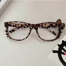 1pc Cute Leopard Print Retro Bowknot Eyeglasses Frame (No Lenses), Suitable For Daily Wear, Travel, And Photography