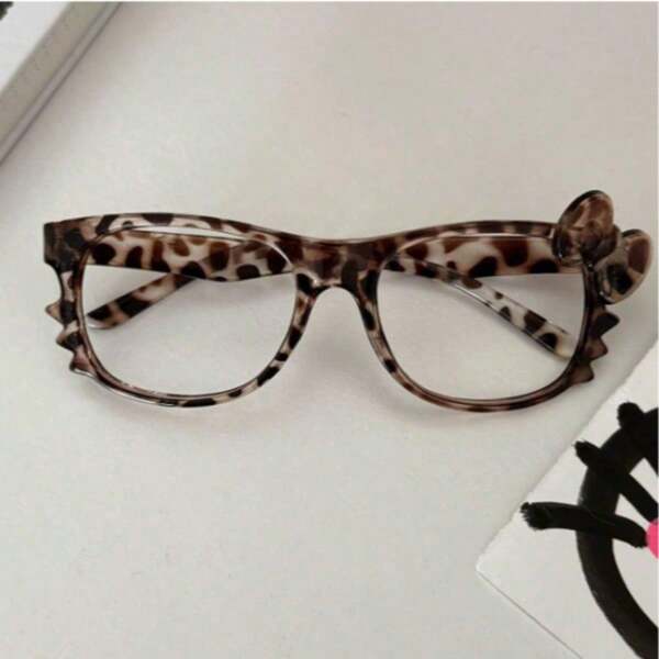 1pc Cute Leopard Print Retro Bowknot Eyeglasses Frame (No Lenses), Suitable For Daily Wear, Travel, And Photography