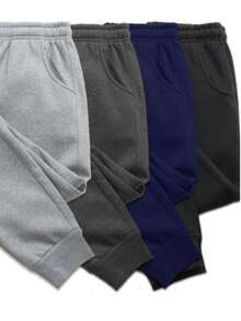 Kit Of 3 Thick Men's Sweatpants – Comfort And Style With Cuff And Elastic Waistband - 藍白色 - 查看 2