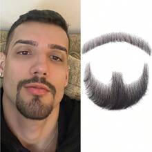 Fake Beard Fake Mustache Human Hair Full Hand Tied Lace Facial Hair Black Goatee Beard Festival Costume Beard Parties Cosplay - Estilo1 - Ver 3