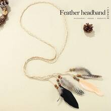 GORTIN Boho Headband Brown Peacock Headbands Hippie Headband Headwear Festival Party Headpiece Women (Type B) - B型 - 查看 2