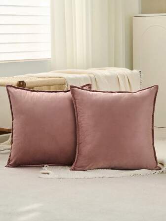 1 st sammetskantad kuddfodral i massivt fyrkantigt kuddfodral för soffa, sovrum och bil