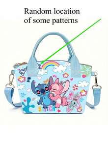 卡通史迪奇收纳包斜挎包 - 休闲单肩包，配有可调节肩带和轻便拉链设计 - 适合日常通勤和生日礼物 - 提供蓝色、粉色和图案款式可选 生日礼物 派对小礼品 - 彩色 - 查看 4