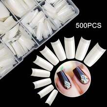 500PCS Half Cover False Nails Tips - Acrylic Nail Tips 10 Sizes Lady French Style Acrylic Artificial Tip Manicure With Box For Nail Tips Art Salons And Home DIY - White - View 3