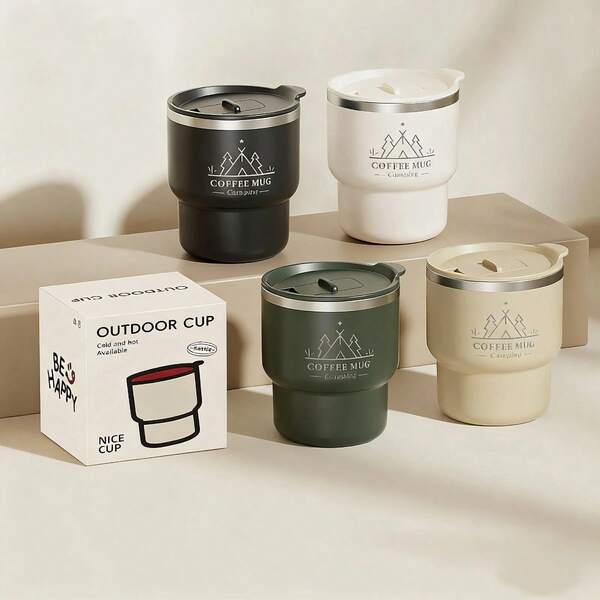 1 كوب قهوة من الفولاذ المقاوم للصدأ 304 سعة 400 مل مع غطاء، كوب ماء مزدوج الطبقة معزول، كوب شرب كبير السعة ذو جدار مزدوج محمول، كوب قابل لإعادة الاستخدام مقاوم للحرارة والبرودة للشاي والحليب والقهوة، وعاء شرب متين مناسب لاستخدام الطلاب والبالغين في المدرسة والمكتب والتخييم والنزهات والسفر