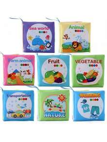 Montessori Sensory Book Set - 6-In-1 Washable Cloth Book With Crinkle Pages & Chewable Teether | Infant Toy For 0-12M - Multicolor - View 3