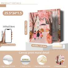 1 pieza Pintura de pared de bruja rosa de Halloween, Pintura de tres niñas pidiendo dulces, arte de pared raro y lindo, imprimible de otoño para habitación de niñas (Marco opcional)