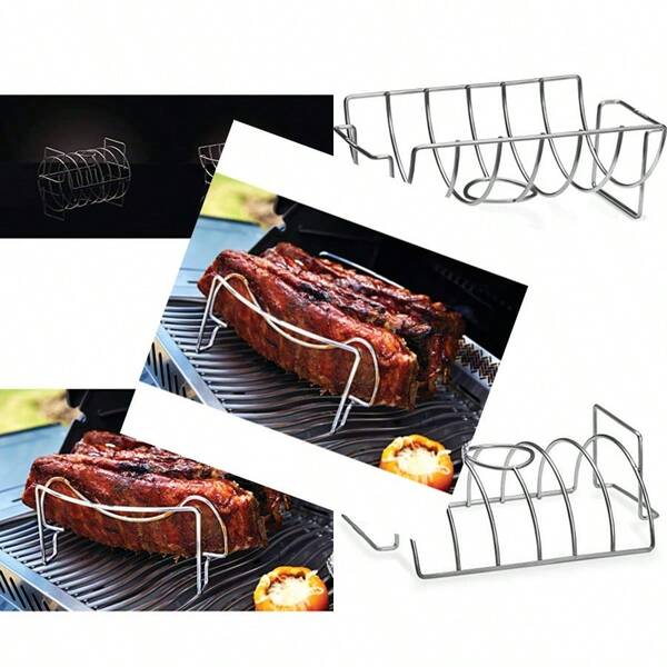 BBQ Grill Accory 3 In 1 Roasting Rack 56019 Rib Rack Beer Can Chicken Rack Roast Meat Rack Increased Convection When Cooking