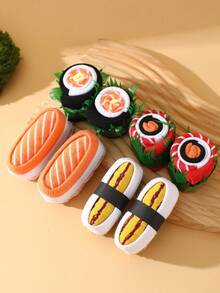 2 paia di calzini multicolore a metà polpaccio, set di coppia in confezione regalo, design morbido a sushi, motivi ispirati al cibo creativo, comodi e versatili, adatti per regali di compleanno, San Valentino, Pasqua, Ramadan, appuntamenti, riunioni di famiglia, feste e vacanze