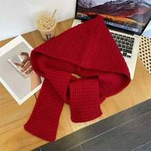 新款时尚百搭优雅简约帽巾套装，针织连帽斗篷两用披肩领巾，加厚针织帽围巾套装，女士秋冬情人节礼物 - 連帽圍脖 - 查看 7