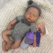 1Pc 13 Inch Lovely Soft Silicone Palm Doll Open Eyes And Closed Eyes Toddler Toys Flexible Skin Cute Madeup Face With Fashion Soft Clothes For Bithday Party Gift - Reborn Doll - View 13