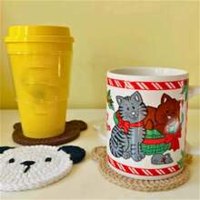 Handgestrickte süße Katzen- & Bären-Untersetzer, Wärmeisolationsmatten