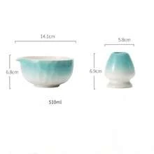 Ensemble traditionnel japonais Matcha, outils de couleur dégradée Matcha : bol à thé en céramique, support, fouet, cuillère et tamis à Matcha - parfait pour les cérémonies authentiques de Matcha