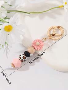 1pc Floral Print Random Boho Casual Street Party Elegant Silicone Keychain, Valentine's Day Gift