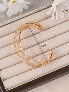 1 chiếc vòng tay kim loại hình chữ thập mở phong cách Châu Âu tối giản thời trang dành cho nữ, đa năng hàng ngày (Kích thước mở có thể điều chỉnh theo cánh tay) - Bạc - Xem 9