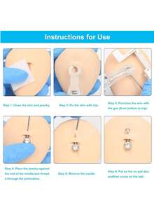 4pcs Navel Piercing Set, Includes 2pcs Disposable Navel Self-Piercing Guns, 1 Set Navel Piercing Rings And Clamps, Piercing Supplies - Multicolor - View 5