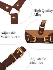 1件朋克风功能性吊带腰带，适用于连衣裙、衬衫、西装和日常穿着，适合上学、万圣节、圣诞节等场合。 - 咖啡棕 - 查看 5