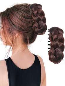 Messy Hair Bun Braided Bun Hair Piece Claw Clip In Synthetic Twisted Braiding Chignon Hair Extension Ponytail Hairpiece For Daily Wear - 彩色 - 查看 8