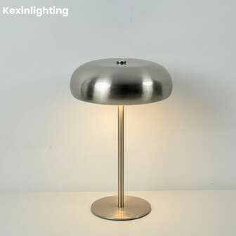 Kexinlighting 1个触控式蘑菇灯，卧室台灯，三种色温可调，金属装饰台灯，内置1800mAh大容量电池，LED护眼台灯，现代简约装饰台灯，亮度可调，适合家居/办公装饰