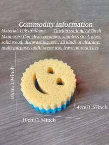 3pcs Heart & Smiling Face Multi-Functional Double Layer Temperature Sensitive Scrubbing Sponges. Cute & Powerful Decontamination, Double-Sided Kitchen Sponge - Temperature Sensitive, Non-Scratch Cleaning Pad, Suitable For Dishes Etc. - Multi-Surface Sponge Holder, Fit For Modern Kitchen Sink, For Dish Cleaning - 彩色 - 查看 2