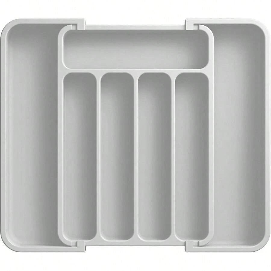 Silverware Organizer - Expandable Kitchen Drawer Organizer, Adjustable Utensil Organizer, Cutlery Tray Forks, Knives, Multipurpose Kitchen Organizers And Storage Solution, Black, Large - Medium + Light Grey - View 1