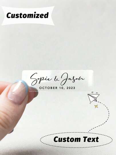 Transparente Folie Hochzeitsetiketten/Kalligraphie Hochzeitsetiketten Aufkleber/Kleine transparente Aufkleber Etiketten/Individuelle Hochzeitsaufkleber (rechteckige Aufkleber) - Modisch, süß, farbig; anpassbar, personalisierbar, einzigartig; Ideales Geschenk für Freunde, Söhne, Töchter, Studenten, Mitarbeiter, Kinder, Schulen, Familien, Büros; Multifunktional, dekorativ, wiederverwendbar, exquisit