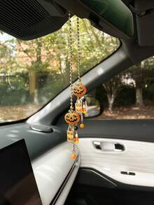 Halloween Creative & Funny Spider & Pumpkin Decor Car Hanging Ornament, Car Interior Decoration Accessories For Halloween