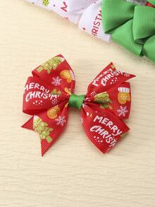 24 Stücke Weihnachts-Haarclips mit roter, weißer und grüner Stoffschleife, Weihnachtsmann, Schneeflocke, Weihnachtsbaum, exquisite Festivalschleifen für Mädchen, Weihnachts-Haaraccessoires