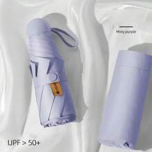 1 pièce Parapluie pliable compact et léger de 6 baleines, imperméable avec protection UV, convient pour la pluie et le soleil, manche en acier inoxydable