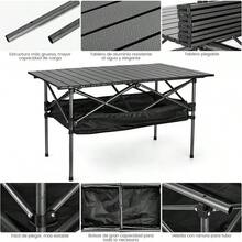 BOJA Mesa Plegable Camping, Mesa de Plegables Chica Portátil con Bolsa de Almacenamiento, 95 * 55 * 50 CM, Adecuado para Exteriores, Camping, Barbacoas. - Negro - Ver 7