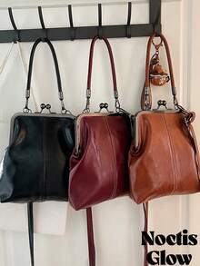 Leather Crossbody Bag For Women, Retro Style Mini Handbag With Adjustable Shoulder Strap, Solid Color Lightweight City Tote , Top Handle Handbags, Shoulder Bags, Crossbody Bags,Fashionable And Versatile, Suitable For Commuting And Dating - 彩色 - 查看 9