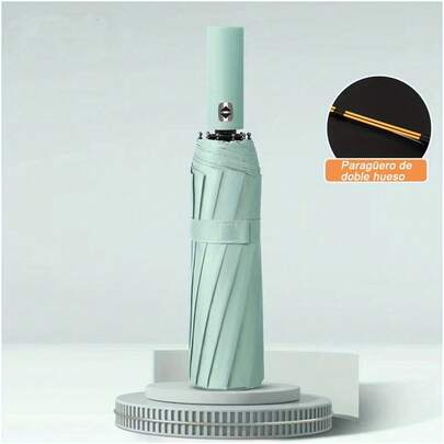 Paraguas Automático de Alta Calidad con 24 Varillas - Protección Dual para Sol y Lluvia, Compacto y a Prueba de Viento con Doble Capa de Nylon & Recubrimiento de Goma Negra, Diseño Plegable Duradero para Todo Clima, Accesorio Minimalista