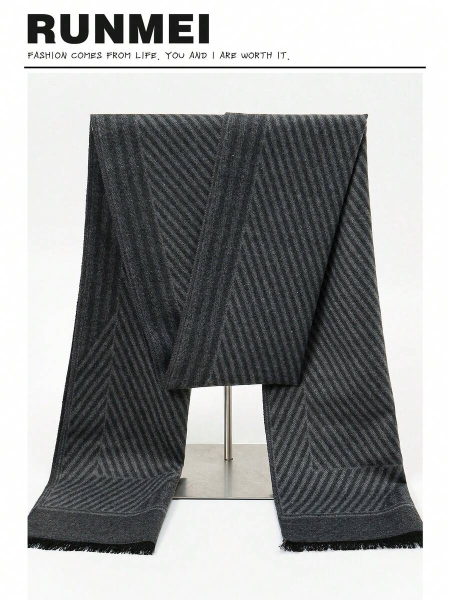 1pc Men's Gentleman Style 30*180cm Simple Warm Scarf, Suitable For Business, Outings, And Daily Matching, Autumn/Winter