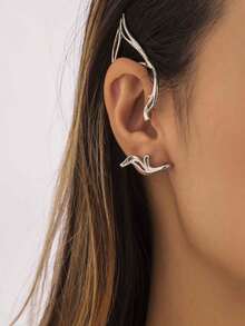 1/2 件简约独特可爱时尚百搭镂空猫耳轮廓耳夹，无穿孔仙女耳夹适合女性日常佩戴、万圣节派对配饰、送给家人和朋友的礼物 - 精靈耳掛 - 查看 4