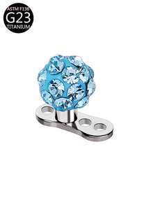 1pc Shiny Crystal Ball Dermal Anchor Titanium Low Allergy Piercing Jewelry, Suitable For Daily Wear