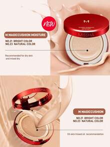 MISSHA Lustrous, Smooth And Flawless Air Cushion Powder Cream,Coverage, Long-Lasting, Waterproof And Oil-Control, Satin Finish,15g/0.52oz - 21 BRIGHT COLOR - View 5