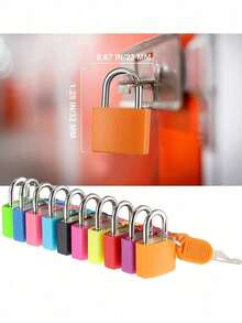 多色迷你挂锁，带钥匙，彩色塑料外壳，锌合金材质，适用于行李箱、背包、健身房储物柜、旅行包、教室等场所。彩色塑料挂锁也适用于学生背包和日记本。 - 彩色 - 查看 8