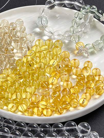 50pcs Transparent Glass Beads, Imitation Crystal Beads, DIY Jewelry Making Accessories